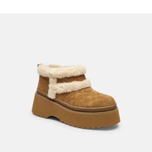 NEW COACH women's christina shearling booties in tobacco